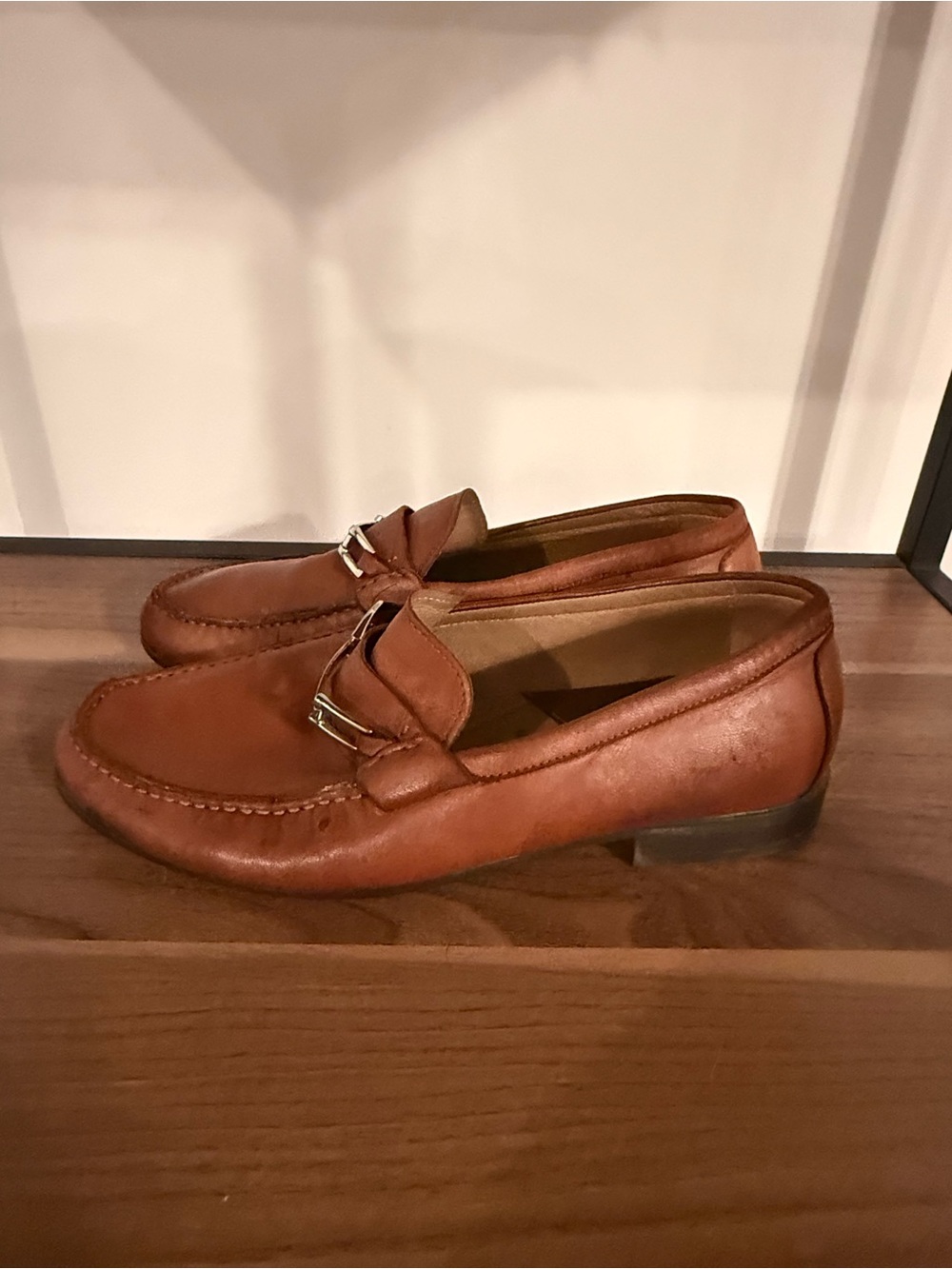Johnston & Murphy Men’s 8.5 M Brown Sheepskin Leather Bit Loafers Slip On Shoes